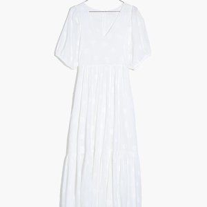 COPY - NWT - BRAND NEW - Dot Jacquard Puff-Sleeve Tiered Midi Dress - White - S…